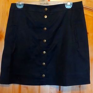 Black faux suede button up skirt - NWT